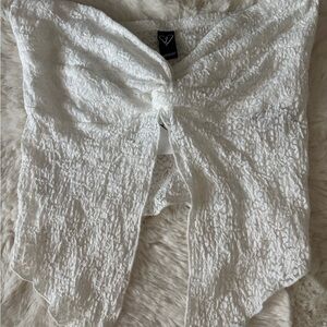 white laced tube top